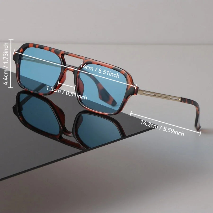 Retro Aviator Acetate Sunglasses with Gold-Tone Accents | Finley