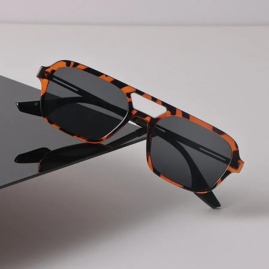 Retro Aviator Acetate Sunglasses with Gold-Tone Accents | Finley