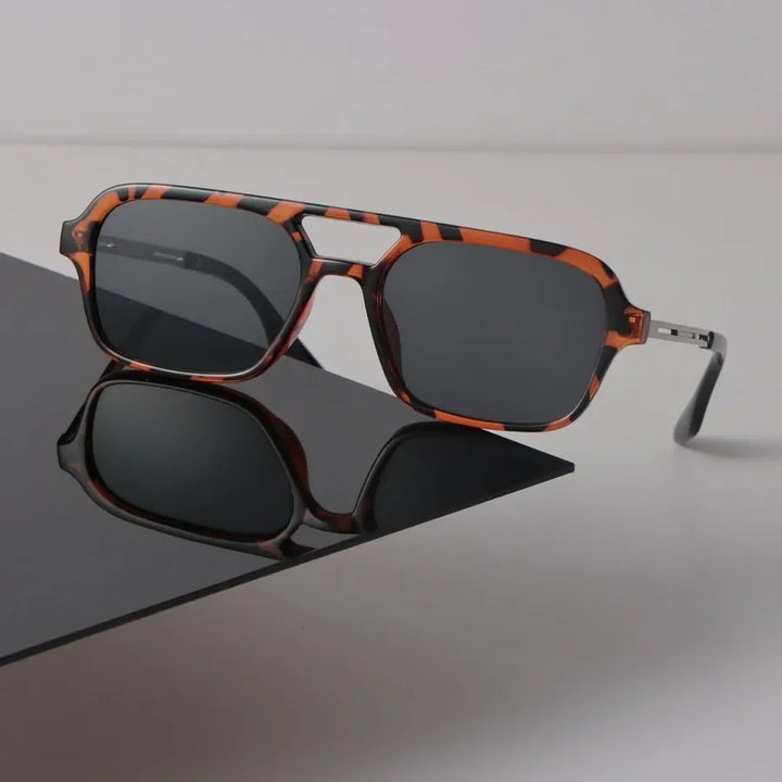 Retro Aviator Acetate Sunglasses with Gold-Tone Accents | Finley