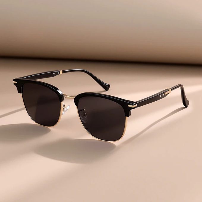 Retro Browline Sunglasses with UV Protection &amp; Alloy Accents | Alex