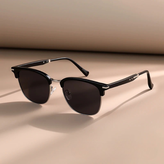 Retro Browline Sunglasses with UV Protection &amp; Alloy Accents | Alex