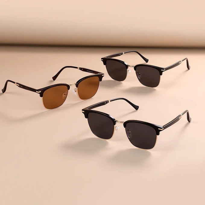 Retro Browline Sunglasses with UV Protection &amp; Alloy Accents | Alex