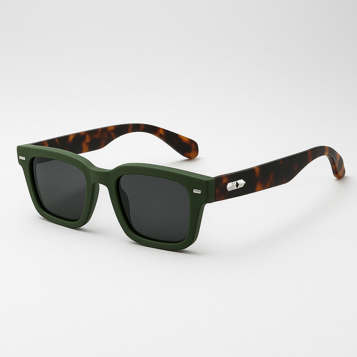 Retro Square Frame Sunglasses with Contrast Color Arms | Ellis
