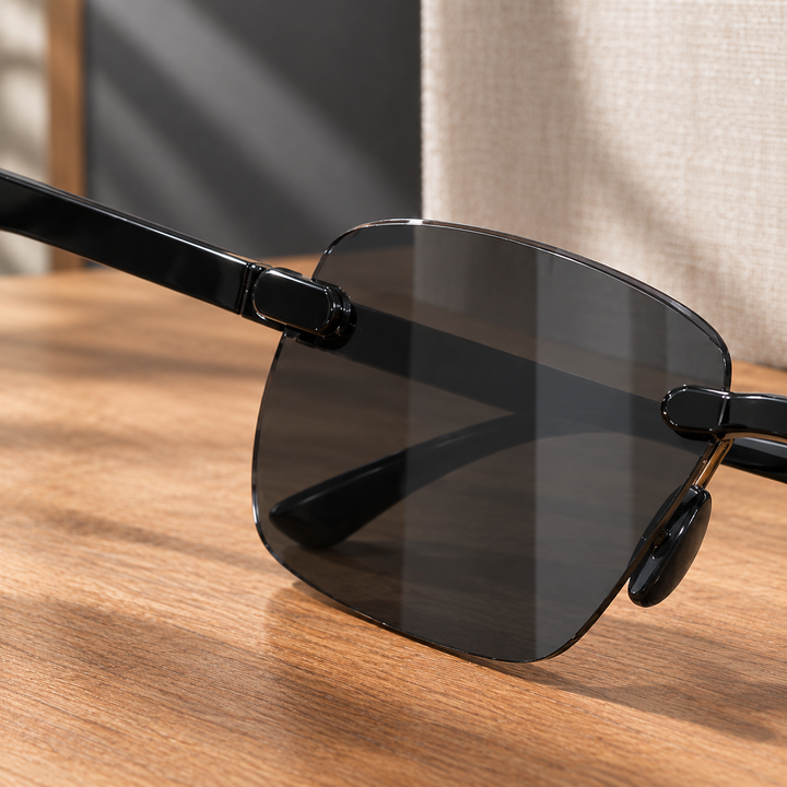 Rimless Rectangular Sunglasses with UV400 Tinted Lenses | Riley