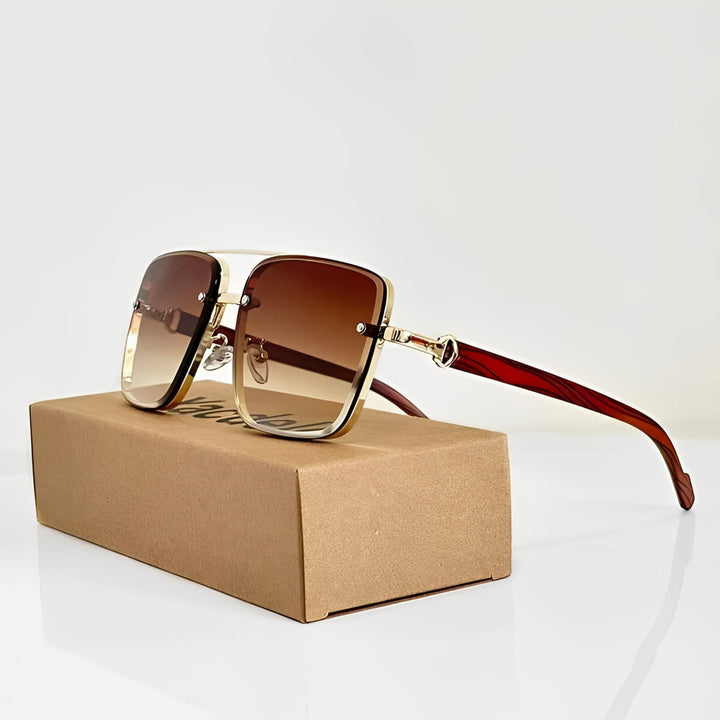 Rimless Square Aviator Sunglasses with UV400 Gradient Lenses | Quinn
