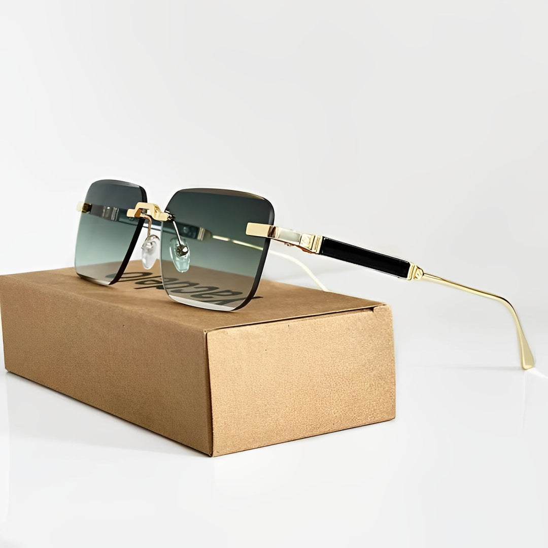 Rimless Square Sunglasses with Gradient Lenses &amp; Gold Frame | Zion