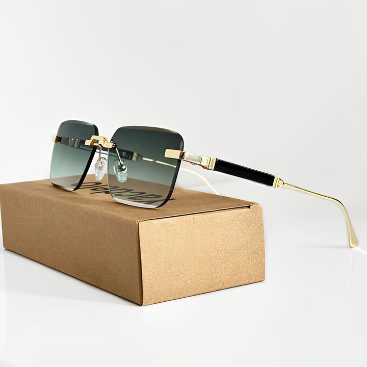 Rimless Square Sunglasses with Gradient Lenses &amp; Gold Frame | Zion