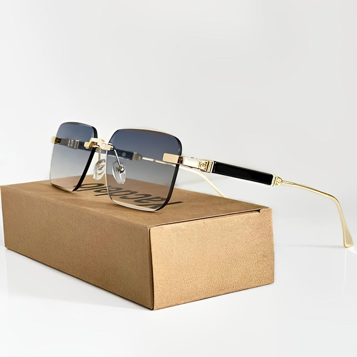 Rimless Square Sunglasses with Gradient Lenses &amp; Gold Frame | Zion