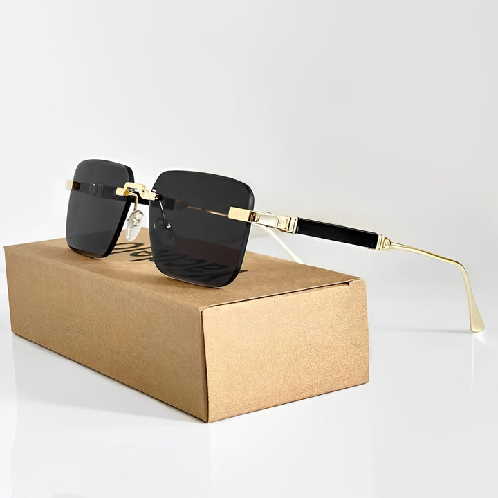 Rimless Square Sunglasses with Gradient Lenses &amp; Gold Frame | Zion