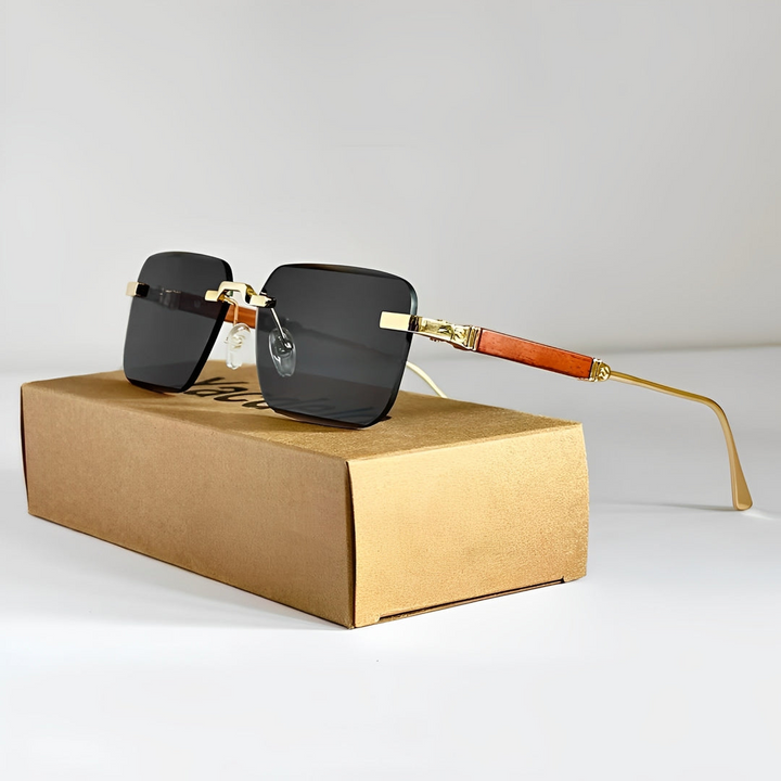 Rimless Square Sunglasses with Gradient Lenses &amp; Gold Frame | Zion