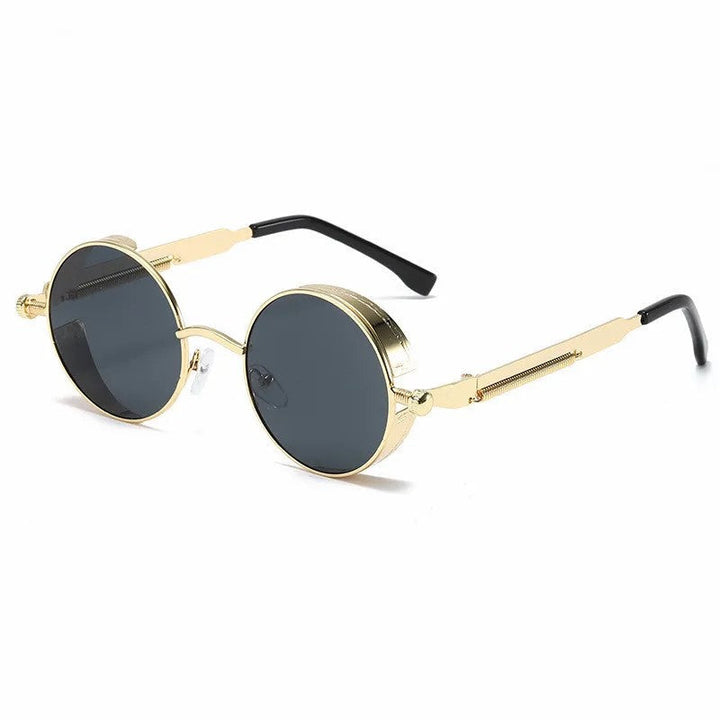 Round Steampunk Sunglasses with Spring-Hinge Metal Frame | Haven