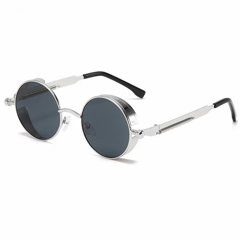 Round Steampunk Sunglasses with Spring-Hinge Metal Frame | Haven