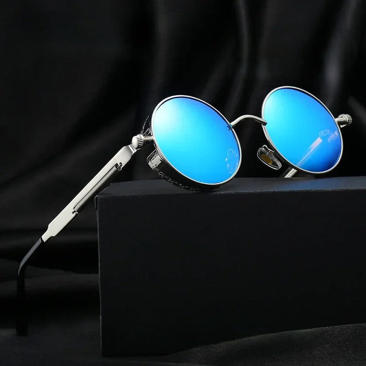 Round Steampunk Sunglasses with Spring-Hinge Metal Frame | Haven