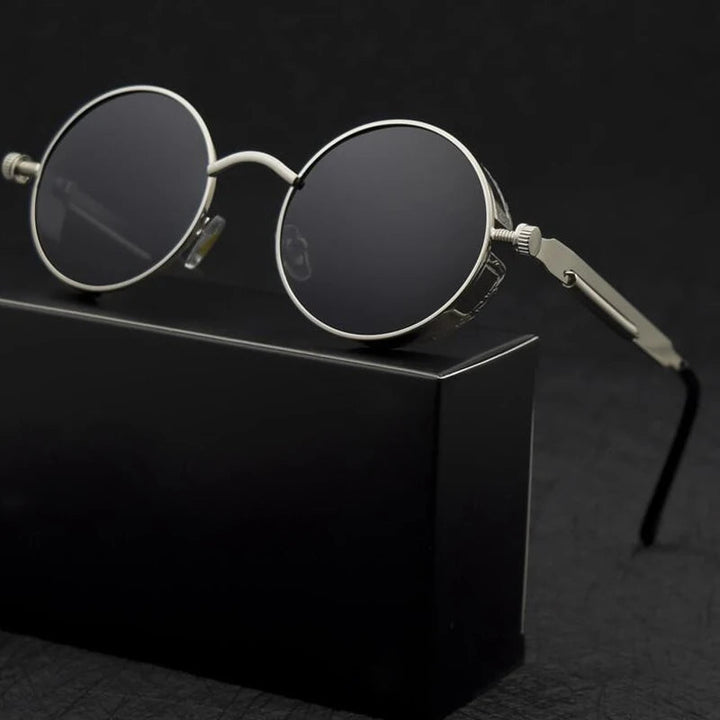 Round Steampunk Sunglasses with Spring-Hinge Metal Frame | Haven