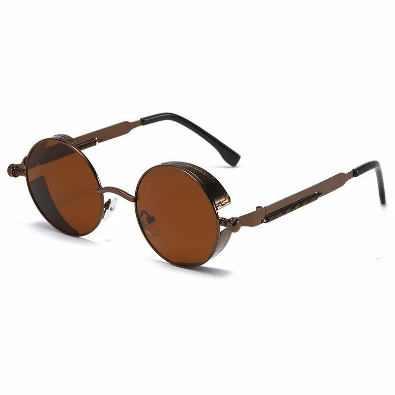 Round Steampunk Sunglasses with Spring-Hinge Metal Frame | Haven