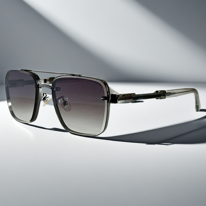 Square Aviator Sunglasses with Gold-Tone Gradient Lenses | Desmond