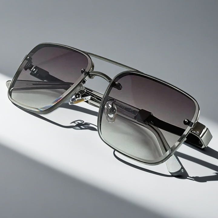Square Aviator Sunglasses with Gold-Tone Gradient Lenses | Desmond