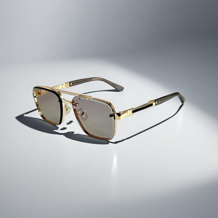 Square Aviator Sunglasses with Gold-Tone Gradient Lenses | Desmond