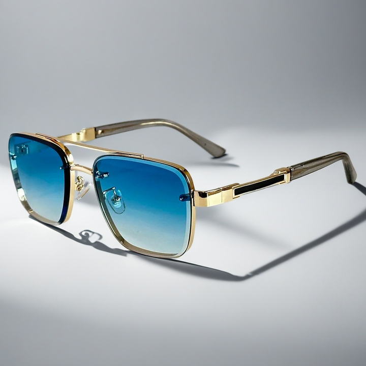 Square Aviator Sunglasses with Gold-Tone Gradient Lenses | Desmond