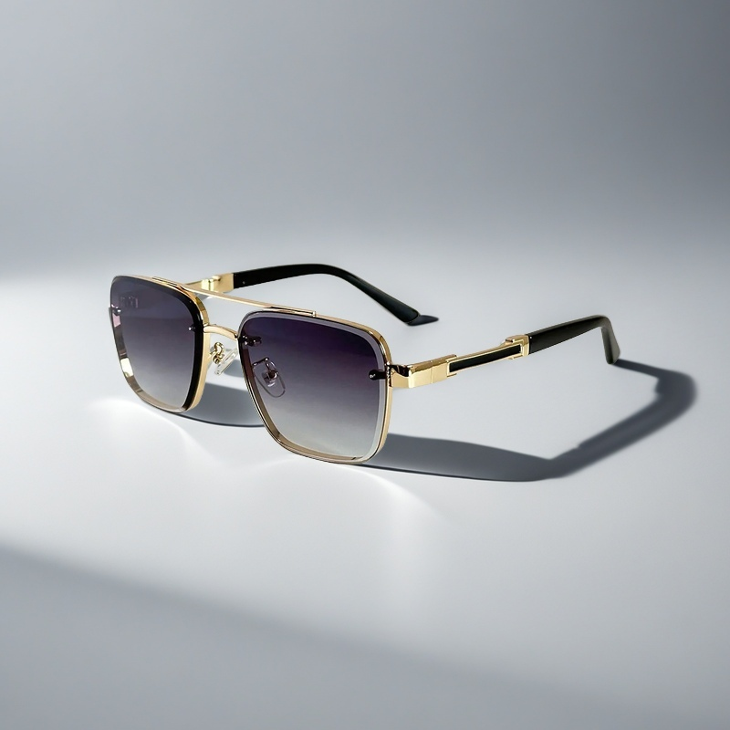 Square Aviator Sunglasses with Gold-Tone Gradient Lenses | Desmond