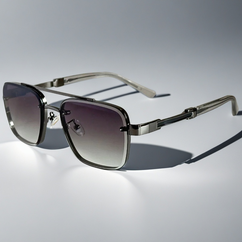 Square Aviator Sunglasses with Gold-Tone Gradient Lenses | Desmond
