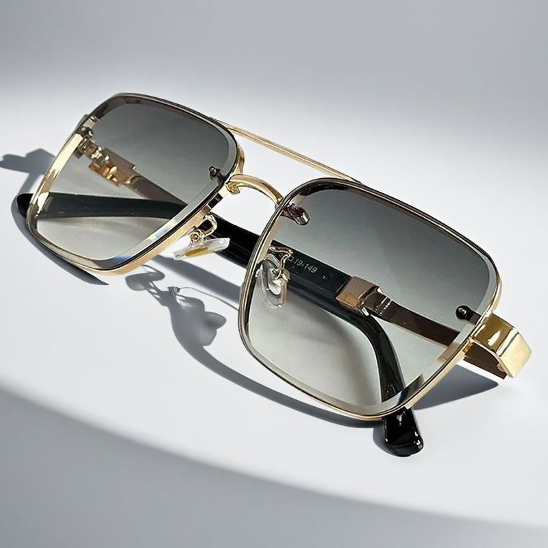 Square Aviator Sunglasses with Gold-Tone Gradient Lenses | Desmond