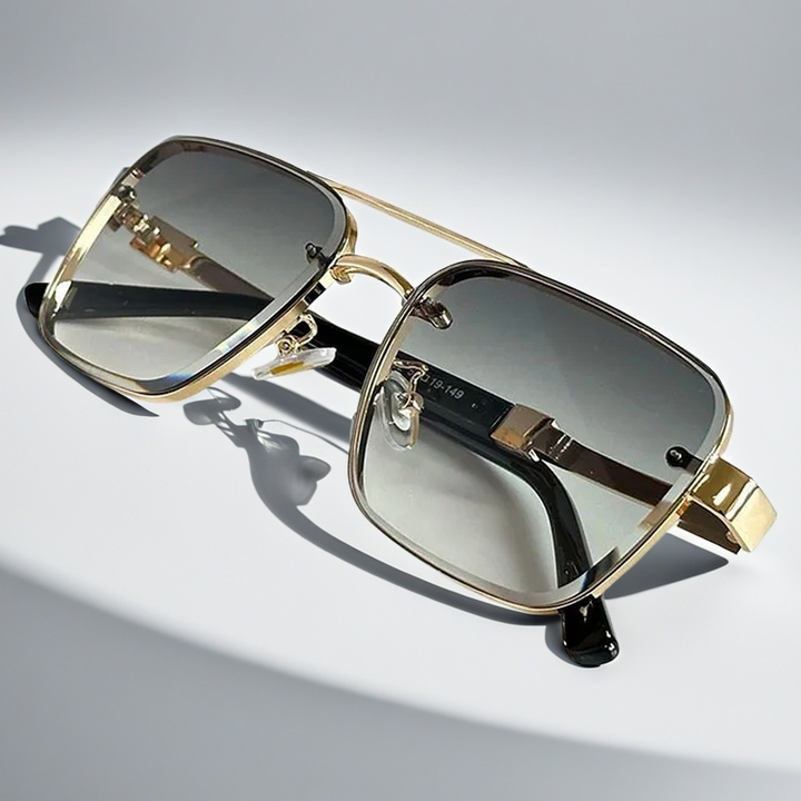 Square Aviator Sunglasses with Gold-Tone Gradient Lenses | Desmond