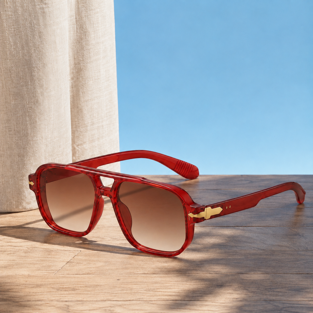 Square Aviator Sunglasses with Gradient Lenses &amp; UV400 | Sage