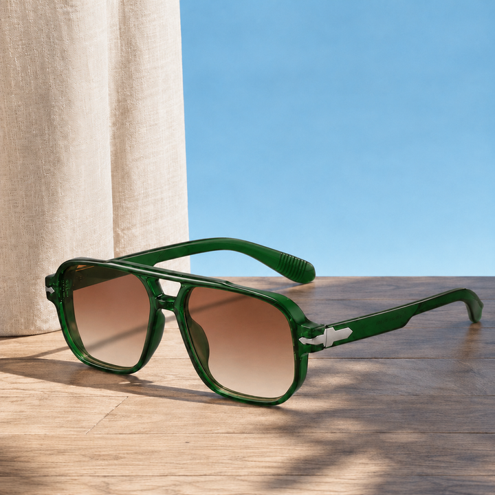 Square Aviator Sunglasses with Gradient Lenses &amp; UV400 | Sage
