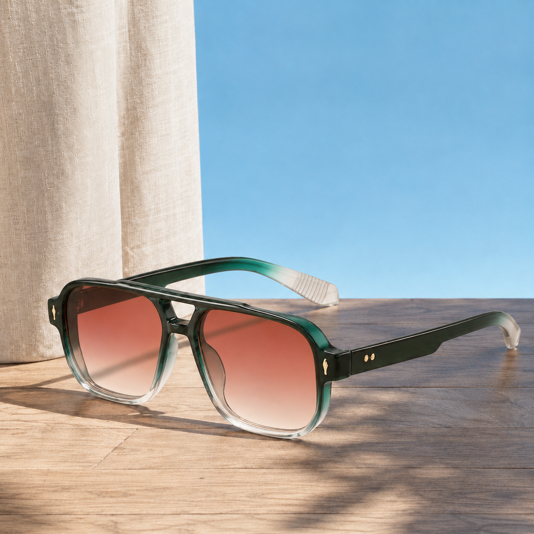 Square Aviator Sunglasses with Gradient Lenses &amp; UV400 | Sage