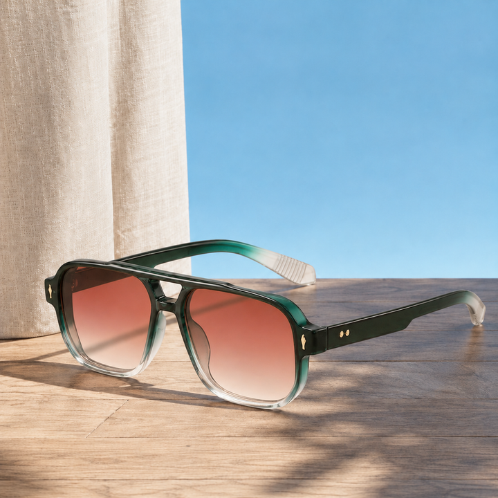 Square Aviator Sunglasses with Gradient Lenses &amp; UV400 | Sage