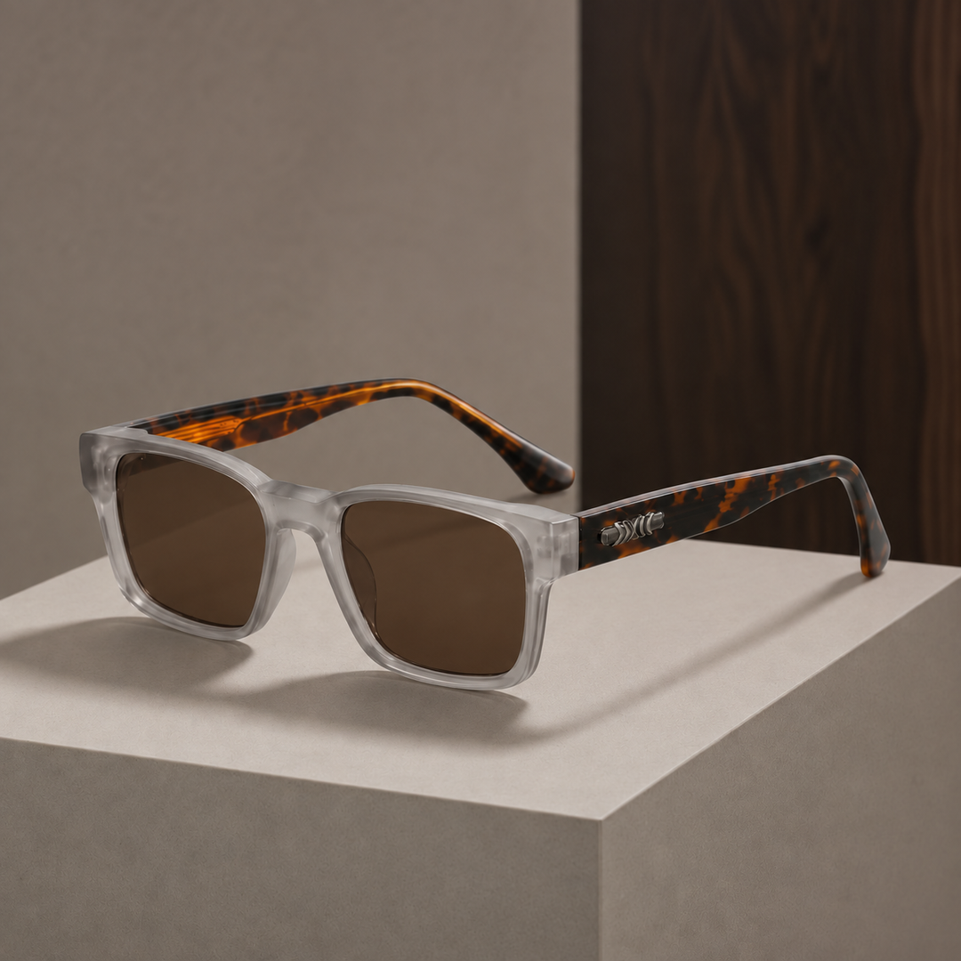 Square-Frame Sunglasses with UV400 Protection and Tortoise Arms | Tatum