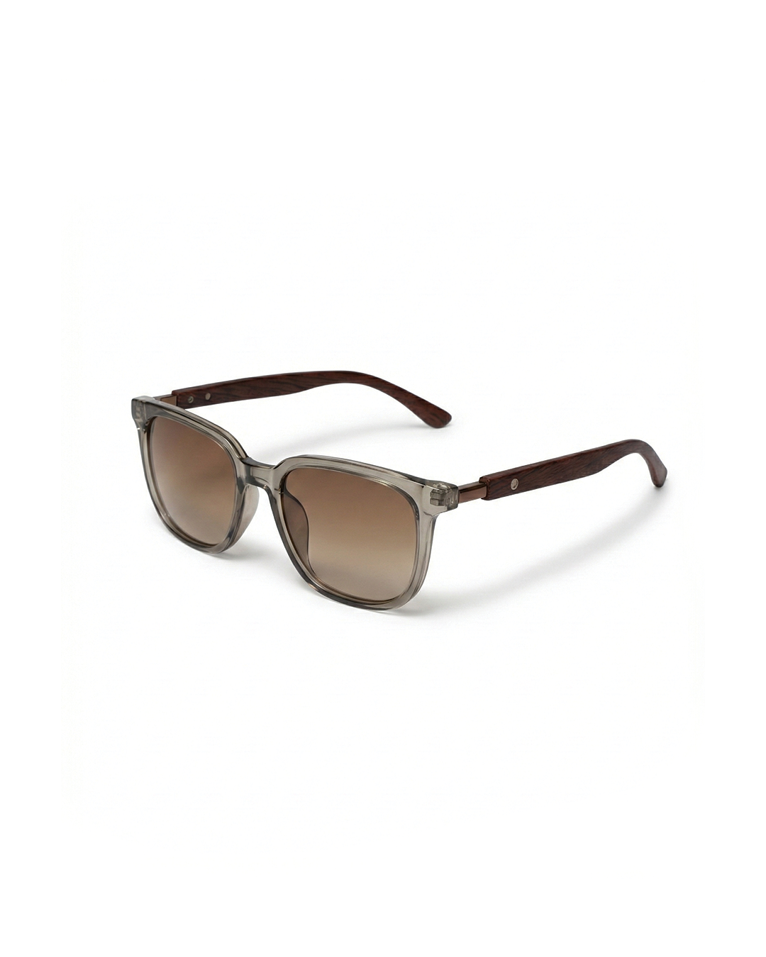 Square Frame Sunglasses with Wood-Grain Temples | Winter