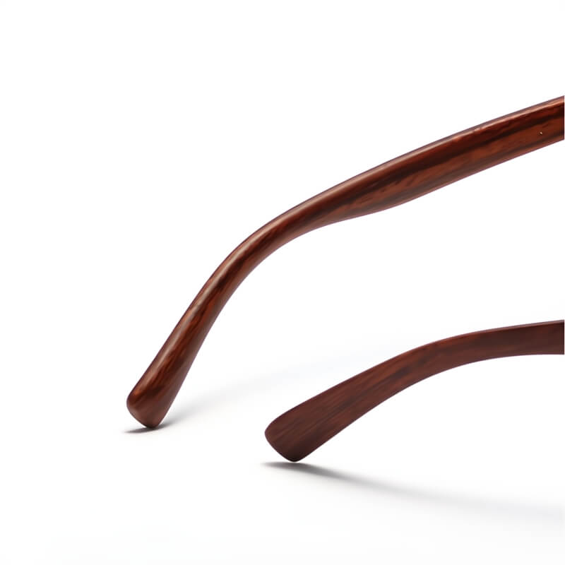 Square Frame Sunglasses with Wood-Look Temples &amp; Tinted Lenses | Charlie
