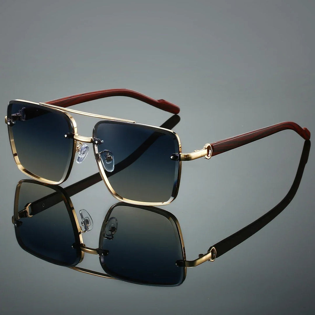 Square Sunglasses with Wood-Look Arms &amp; UV Protection | Frankie