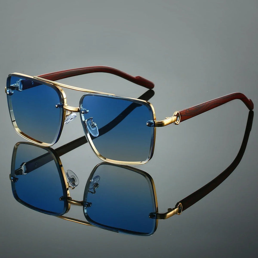 Square Sunglasses with Wood-Look Arms &amp; UV Protection | Frankie