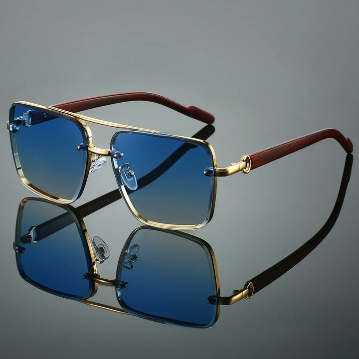 Square Sunglasses with Wood-Look Arms &amp; UV Protection | Frankie