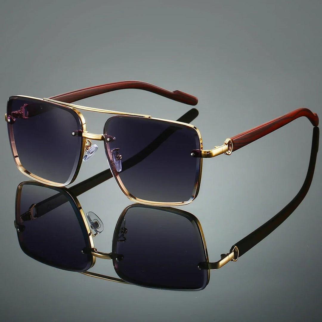 Square Sunglasses with Wood-Look Arms &amp; UV Protection | Frankie