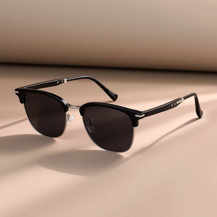 Tortoise Acetate Browline Sunglasses with Gold Accents | Casey