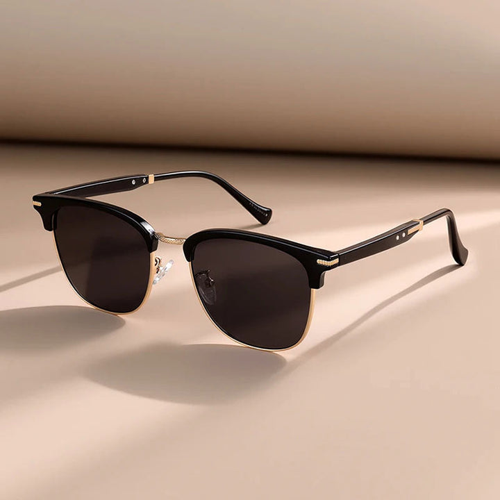 Tortoise Acetate Browline Sunglasses with Gold Accents | Casey