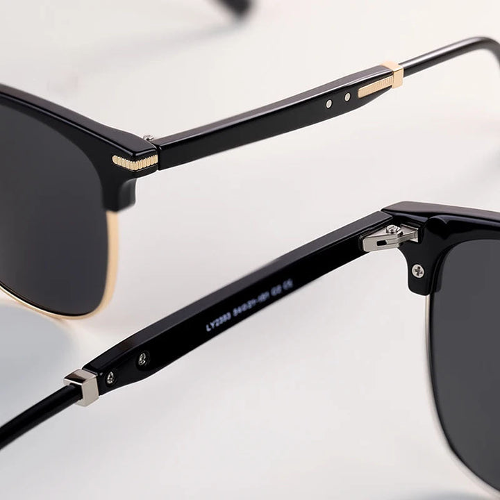 Tortoise Acetate Browline Sunglasses with Gold Accents | Casey
