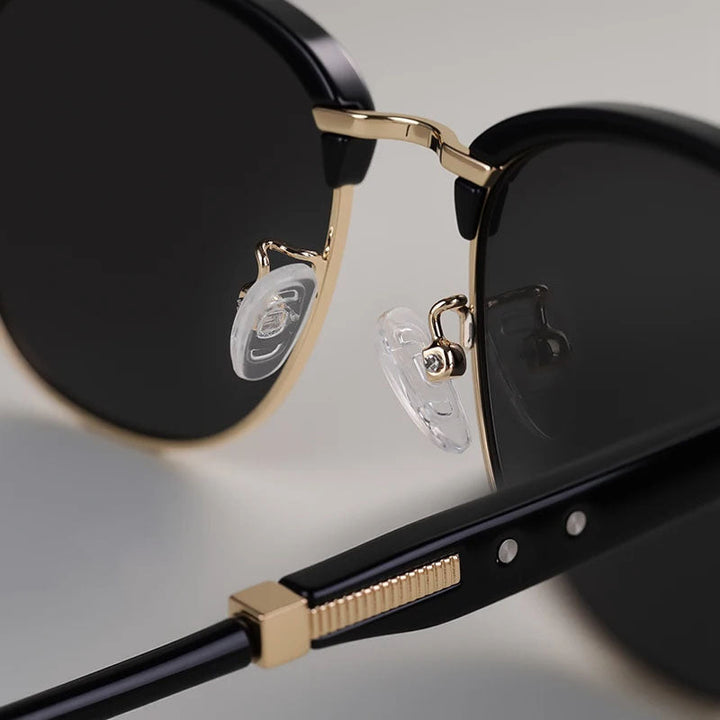 Tortoise Acetate Browline Sunglasses with Gold Accents | Casey