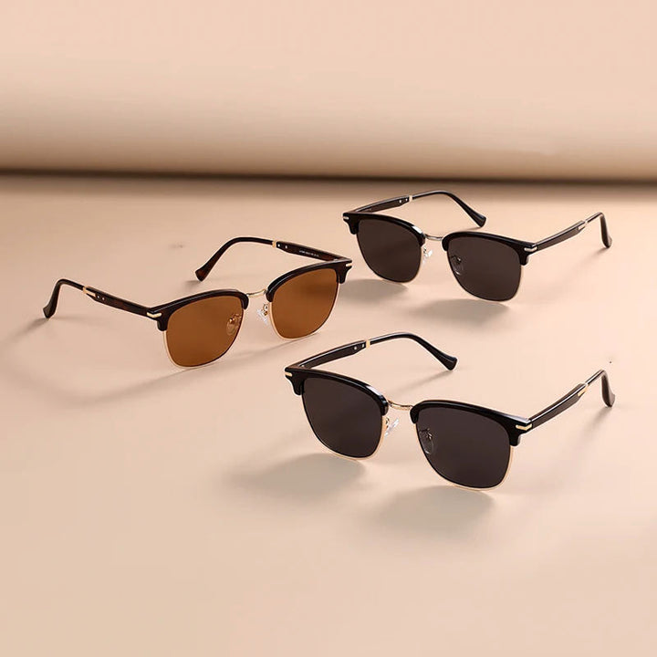 Tortoise Acetate Browline Sunglasses with Gold Accents | Casey