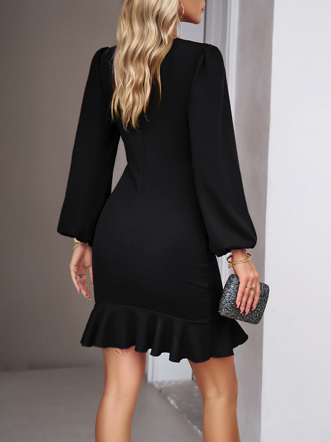 Women’s Long Sleeve Ruched Bodycon Dress